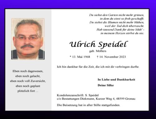 Nachruf: Ulrich Speidel gestorben